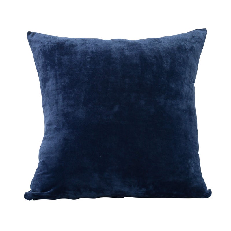EVOLIVE Soft Micromink, Faux Fur, Faux Velvet Euro Sham Cover Pillowcase Replacement with Zipper Closure (26"x26" Euro Sham, Navy) - Image 3